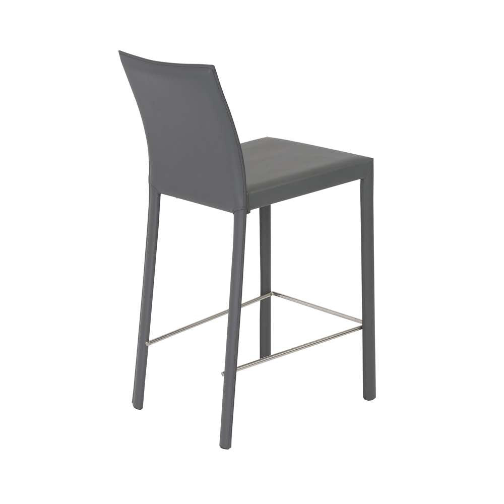 Euro Style - Hasina Counter Stool in Gray with Polished Stainless Steel Legs (Set of 2) - 38626GRY veiw 4