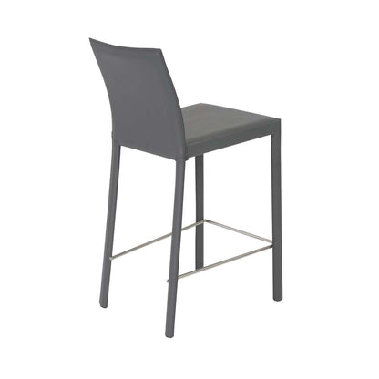Euro Style - Hasina Counter Stool in Gray with Polished Stainless Steel Legs (Set of 2) - 38626GRY veiw 4