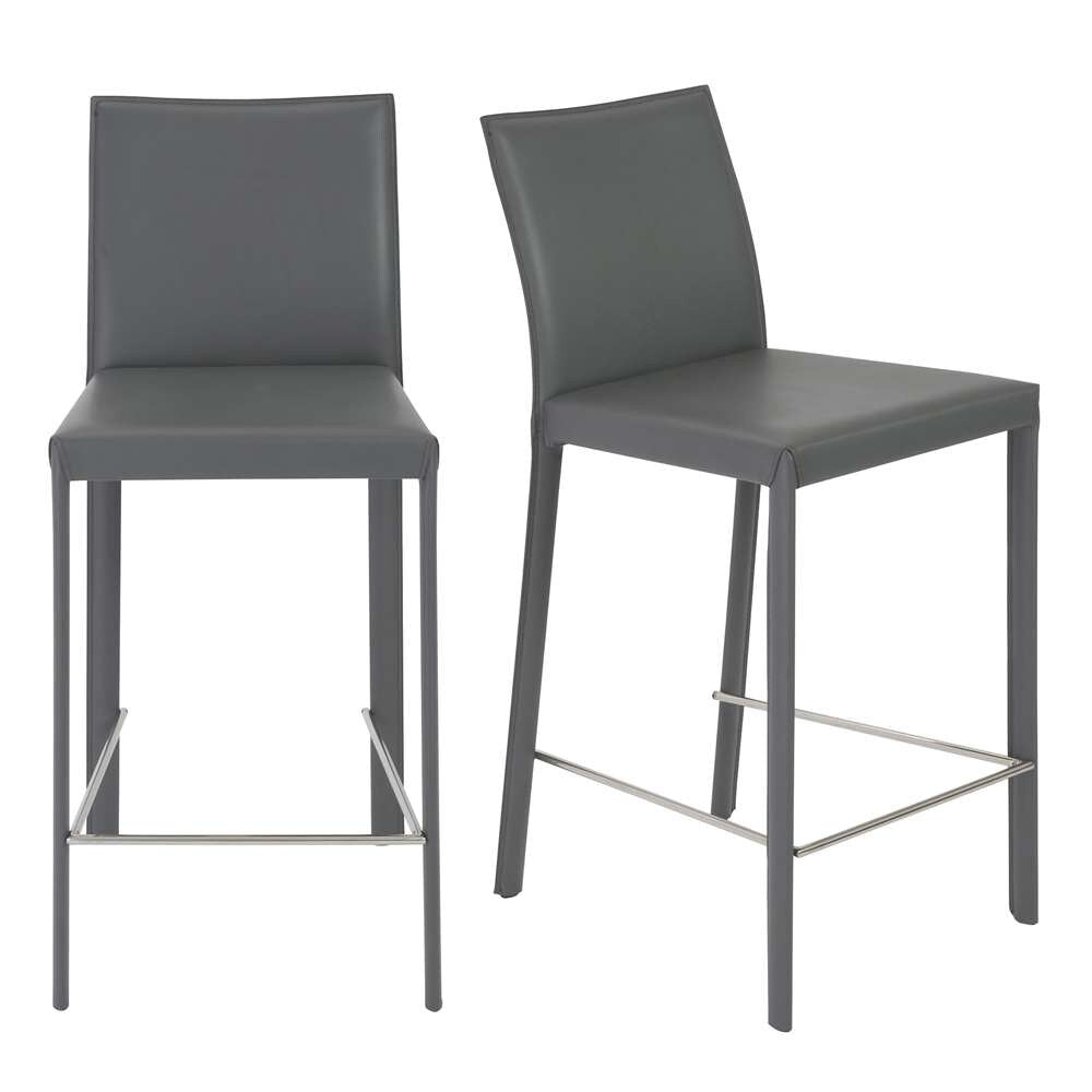 Euro Style - Hasina Counter Stool in Gray with Polished Stainless Steel Legs (Set of 2) - 38626GRY veiw 5