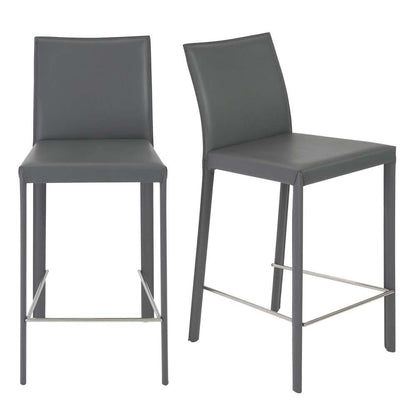 Euro Style - Hasina Counter Stool in Gray with Polished Stainless Steel Legs (Set of 2) - 38626GRY veiw 5