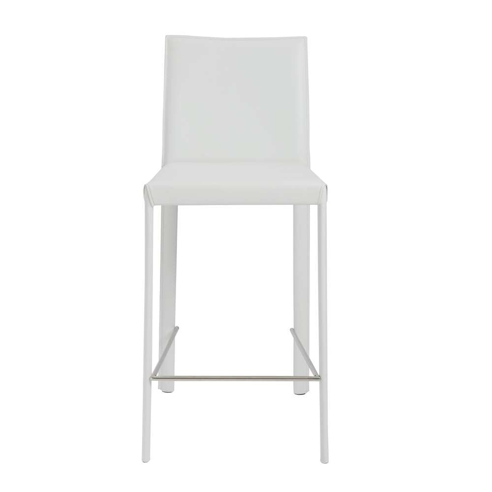 Euro Style - Hasina Counter Stool in White with Polished Stainless Steel Legs (Set of 2) - 38626WHT veiw 1