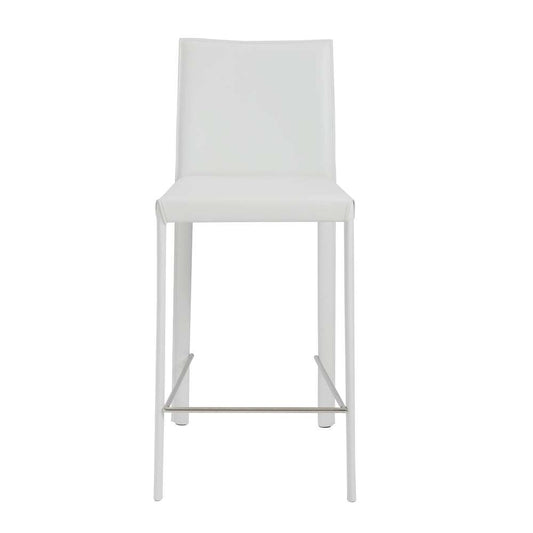 Euro Style - Hasina Counter Stool in White with Polished Stainless Steel Legs (Set of 2) - 38626WHT veiw 1