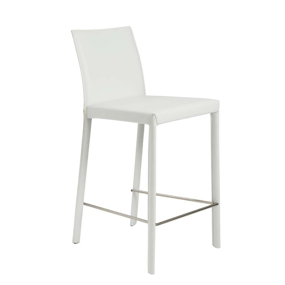 Euro Style - Hasina Counter Stool in White with Polished Stainless Steel Legs (Set of 2) - 38626WHT veiw 2