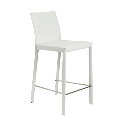 Euro Style - Hasina Counter Stool in White with Polished Stainless Steel Legs (Set of 2) - 38626WHT veiw 2