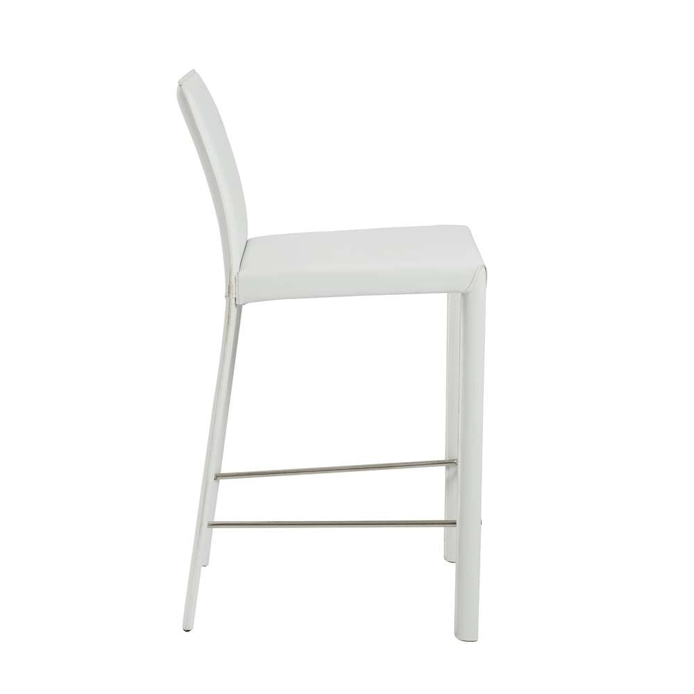 Euro Style - Hasina Counter Stool in White with Polished Stainless Steel Legs (Set of 2) - 38626WHT veiw 3