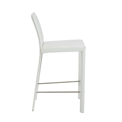 Euro Style - Hasina Counter Stool in White with Polished Stainless Steel Legs (Set of 2) - 38626WHT veiw 3