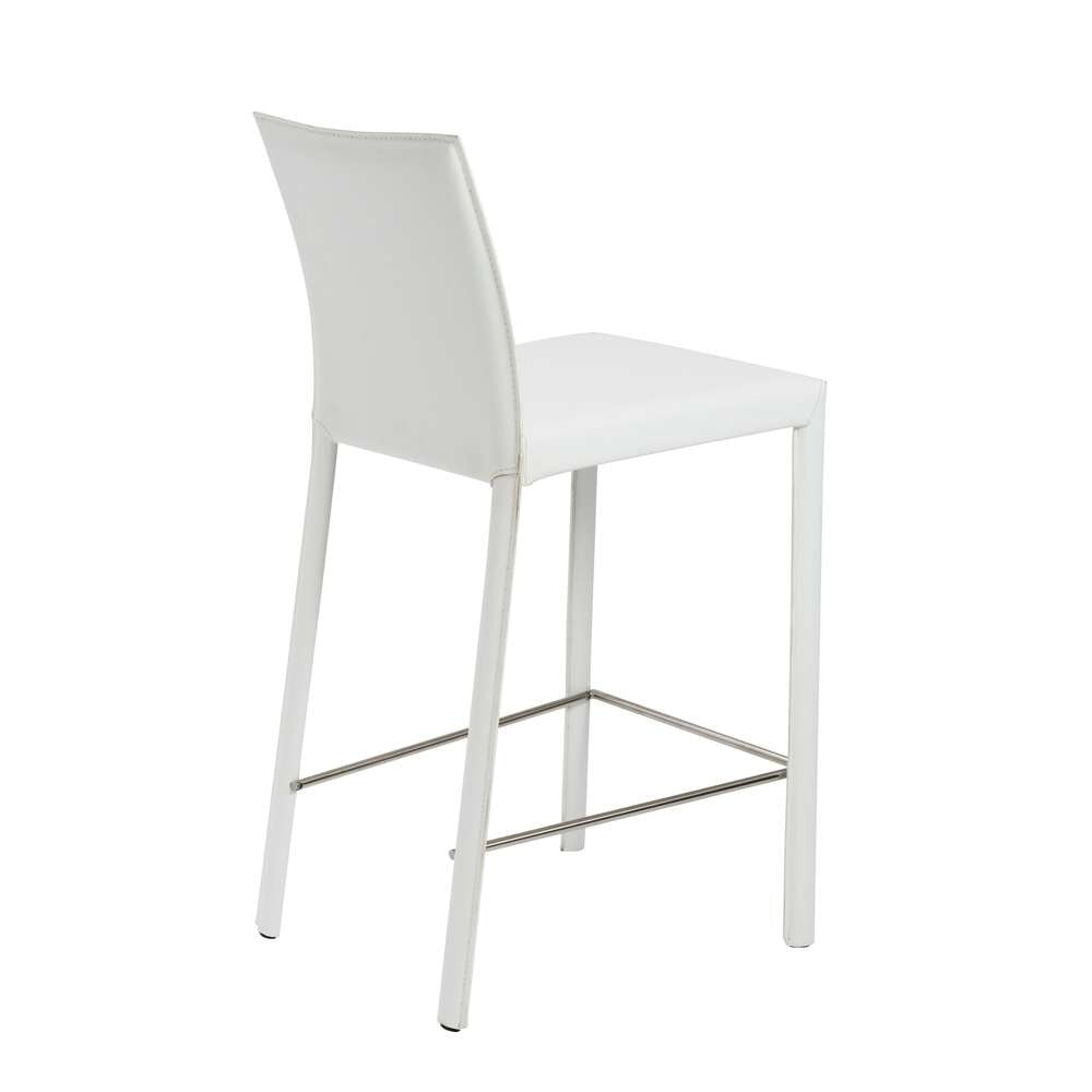 Euro Style - Hasina Counter Stool in White with Polished Stainless Steel Legs (Set of 2) - 38626WHT veiw 4