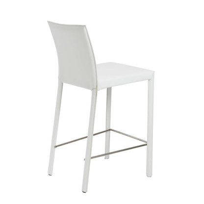 Euro Style - Hasina Counter Stool in White with Polished Stainless Steel Legs (Set of 2) - 38626WHT veiw 4