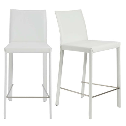 Euro Style - Hasina Counter Stool in White with Polished Stainless Steel Legs (Set of 2) - 38626WHT veiw 5