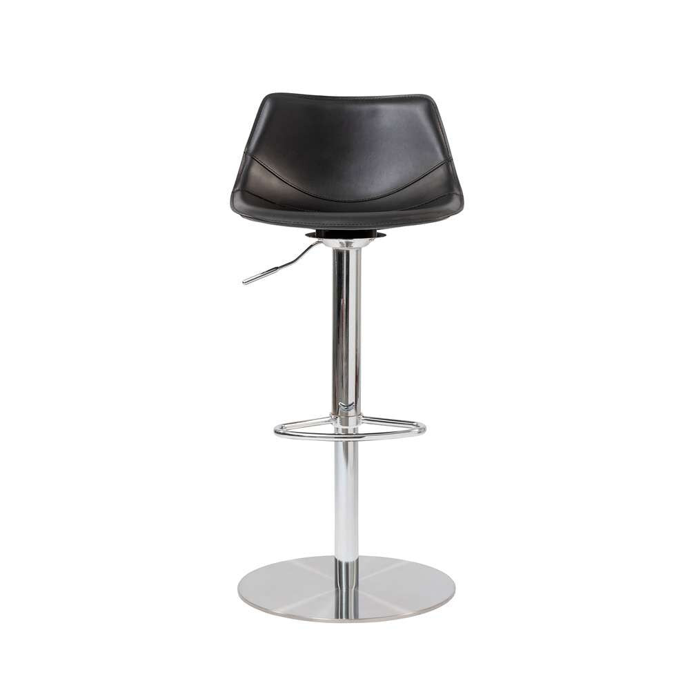 Euro Style - Rudy Adjustable Swivel Bar/Counter Stool in Black with Brushed Stainless Steel Base - 05204BLK veiw 1