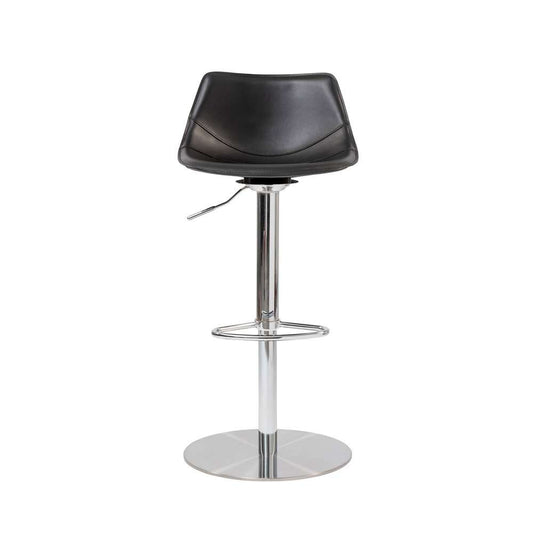 Euro Style - Rudy Adjustable Swivel Bar/Counter Stool in Black with Brushed Stainless Steel Base - 05204BLK veiw 1