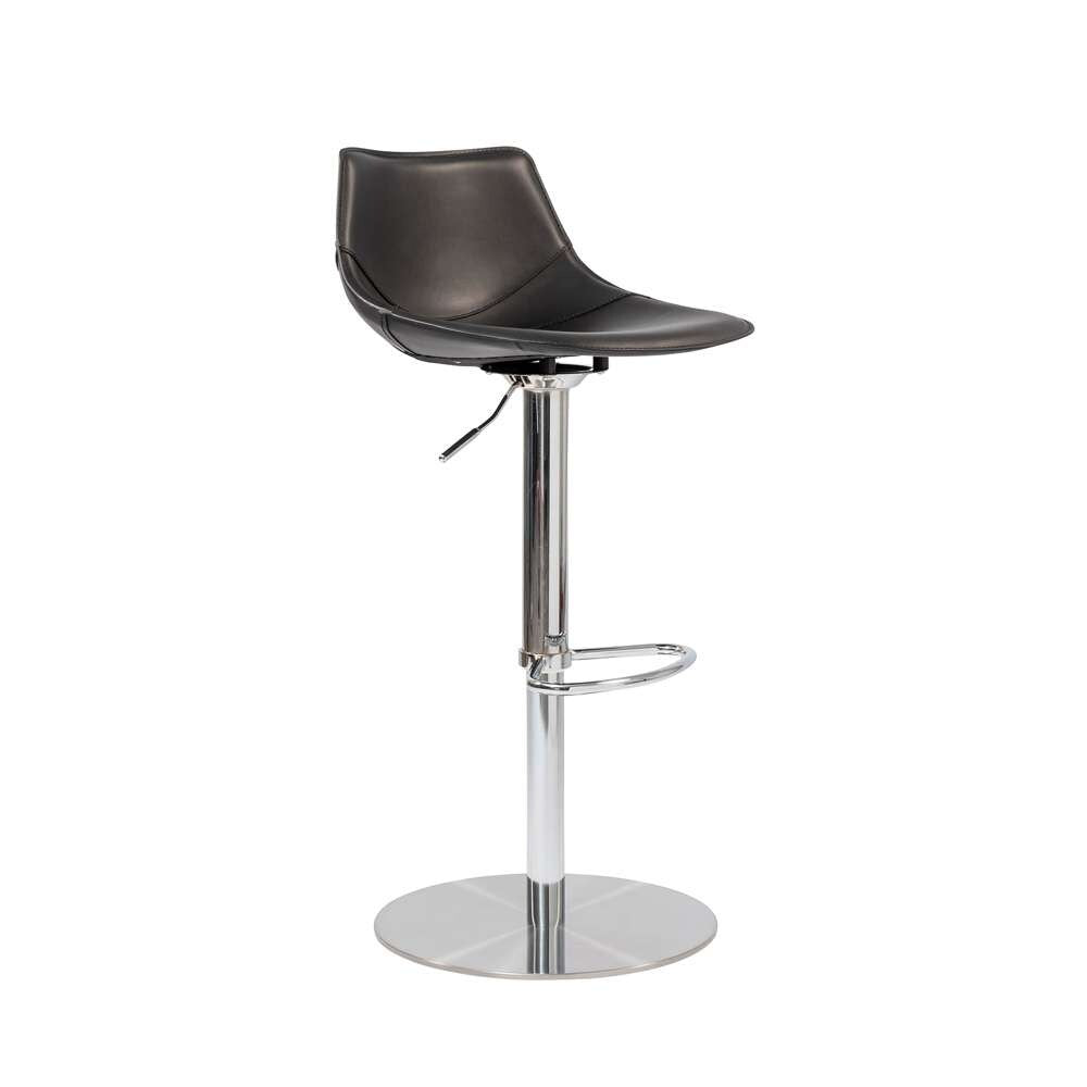 Euro Style - Rudy Adjustable Swivel Bar/Counter Stool in Black with Brushed Stainless Steel Base - 05204BLK veiw 2