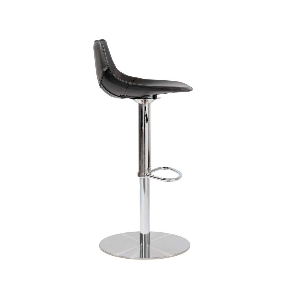 Euro Style - Rudy Adjustable Swivel Bar/Counter Stool in Black with Brushed Stainless Steel Base - 05204BLK veiw 3