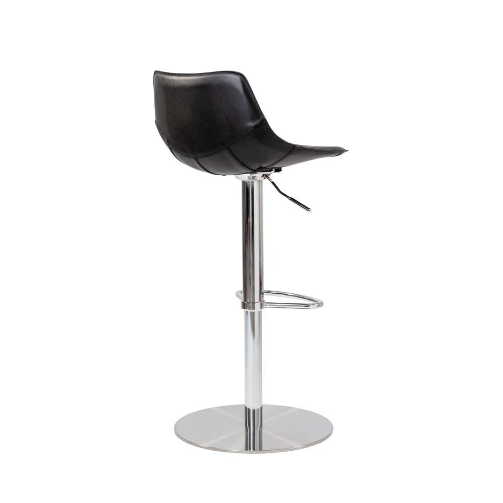 Euro Style - Rudy Adjustable Swivel Bar/Counter Stool in Black with Brushed Stainless Steel Base - 05204BLK veiw 4