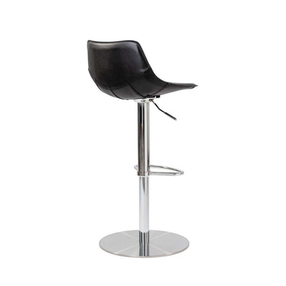 Euro Style - Rudy Adjustable Swivel Bar/Counter Stool in Black with Brushed Stainless Steel Base - 05204BLK veiw 4