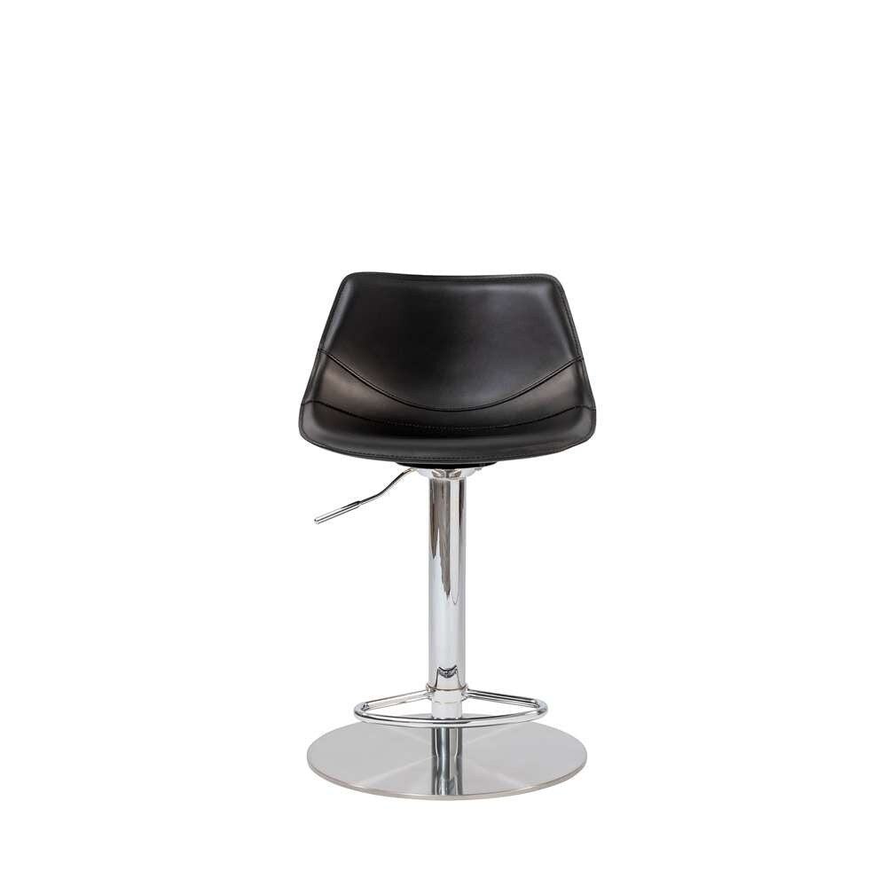 Euro Style - Rudy Adjustable Swivel Bar/Counter Stool in Black with Brushed Stainless Steel Base - 05204BLK veiw 6