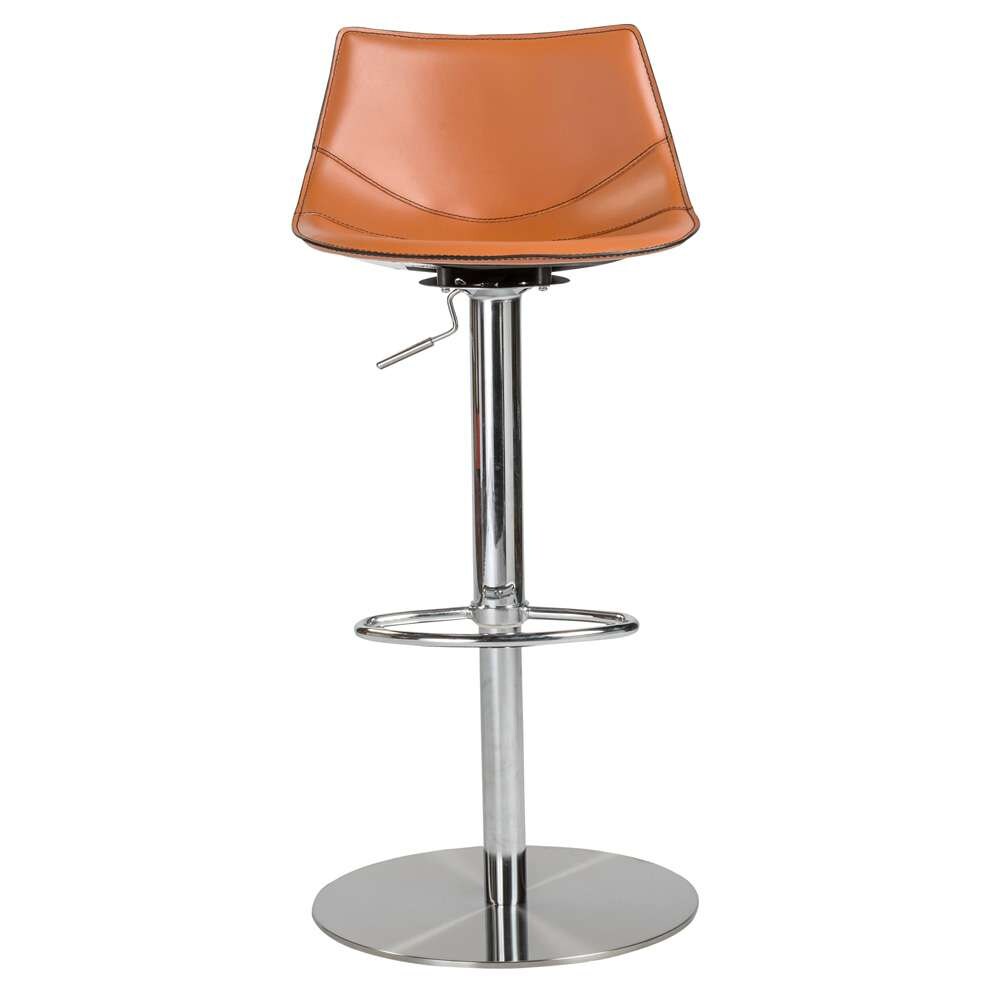 Euro Style - Rudy Adjustable Swivel Bar/Counter Stool in Cognac with Brushed Stainless Steel Base - 05204COG veiw 1