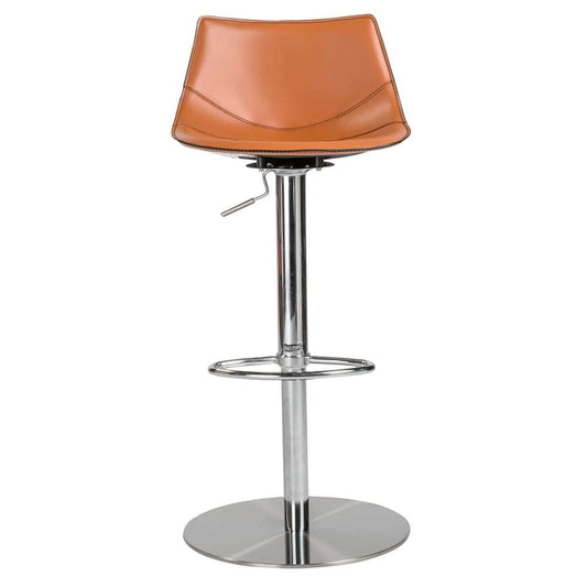 Euro Style - Rudy Adjustable Swivel Bar/Counter Stool in Cognac with Brushed Stainless Steel Base - 05204COG veiw 1