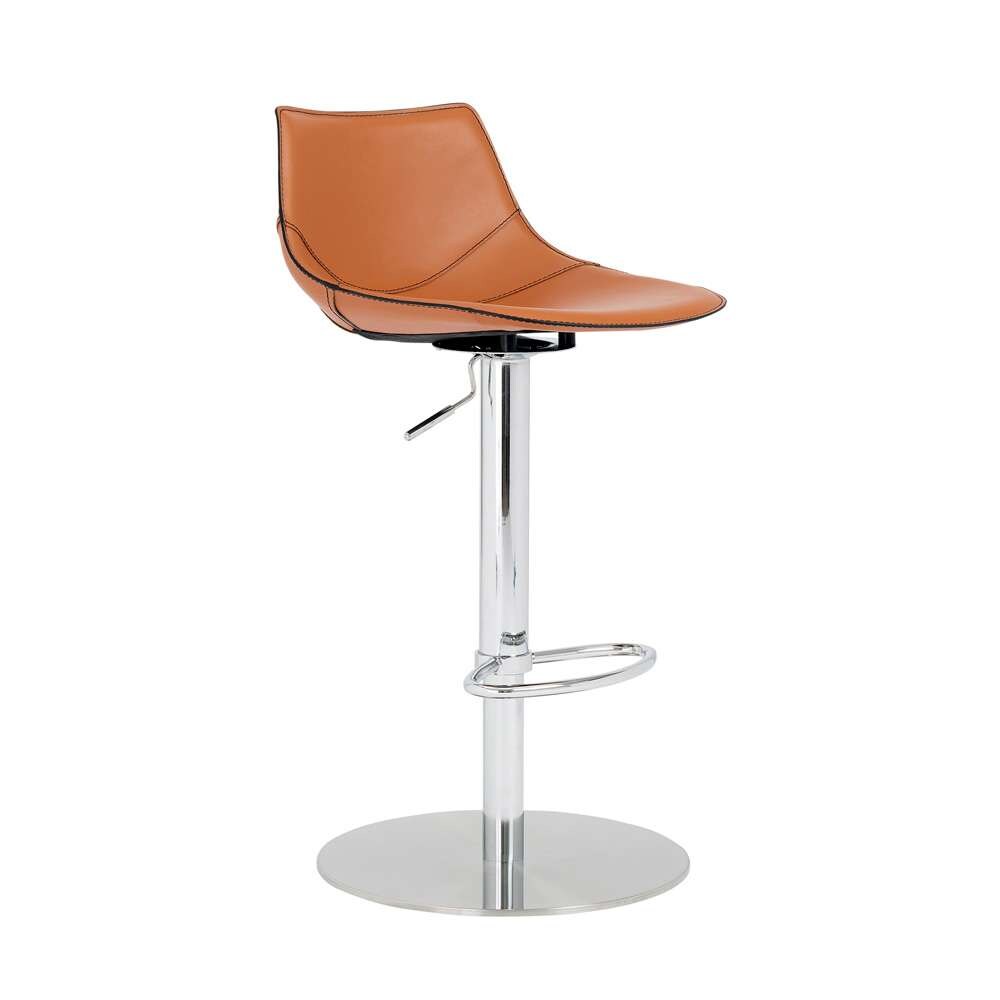 Euro Style - Rudy Adjustable Swivel Bar/Counter Stool in Cognac with Brushed Stainless Steel Base - 05204COG veiw 2