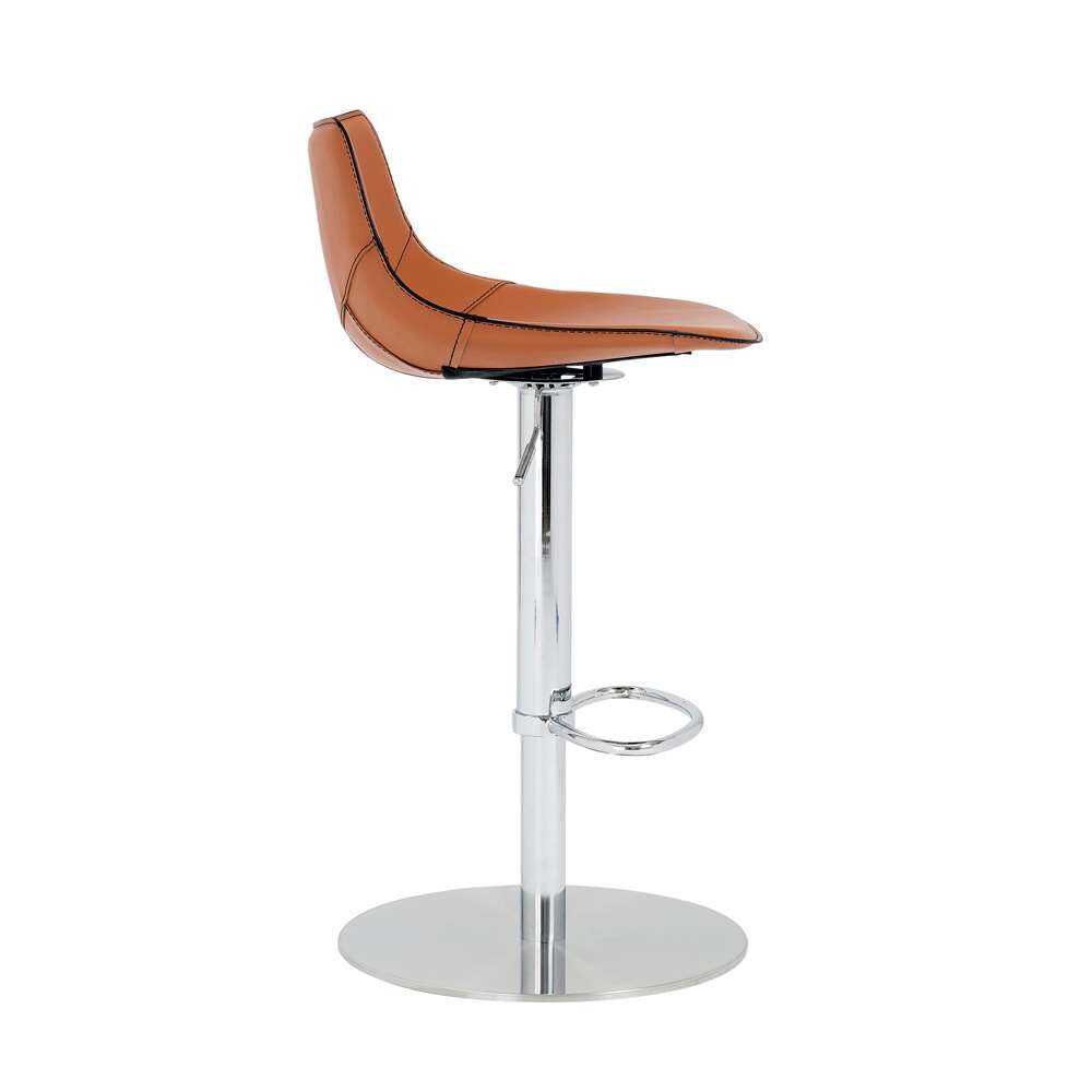 Euro Style - Rudy Adjustable Swivel Bar/Counter Stool in Cognac with Brushed Stainless Steel Base - 05204COG veiw 3