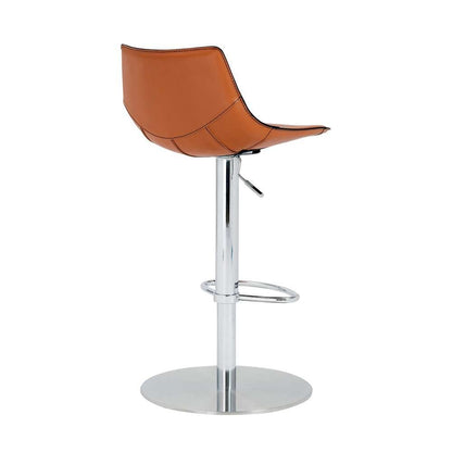 Euro Style - Rudy Adjustable Swivel Bar/Counter Stool in Cognac with Brushed Stainless Steel Base - 05204COG veiw 4