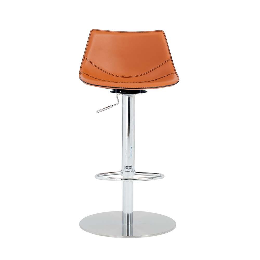 Euro Style - Rudy Adjustable Swivel Bar/Counter Stool in Cognac with Brushed Stainless Steel Base - 05204COG veiw 5