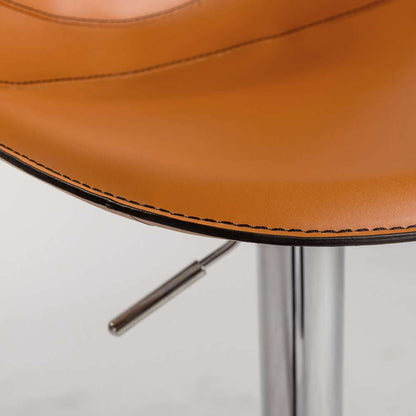 Euro Style - Rudy Adjustable Swivel Bar/Counter Stool in Cognac with Brushed Stainless Steel Base - 05204COG veiw 6