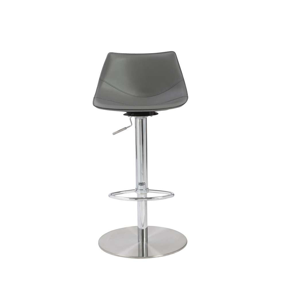 Euro Style - Rudy Adjustable Swivel Bar/Counter Stool in Gray with Brushed Stainless Steel Base - 05204GRY veiw 2