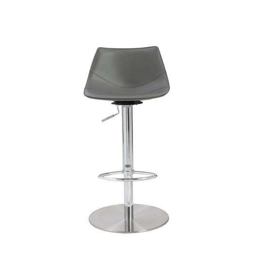 Euro Style - Rudy Adjustable Swivel Bar/Counter Stool in Gray with Brushed Stainless Steel Base - 05204GRY veiw 2