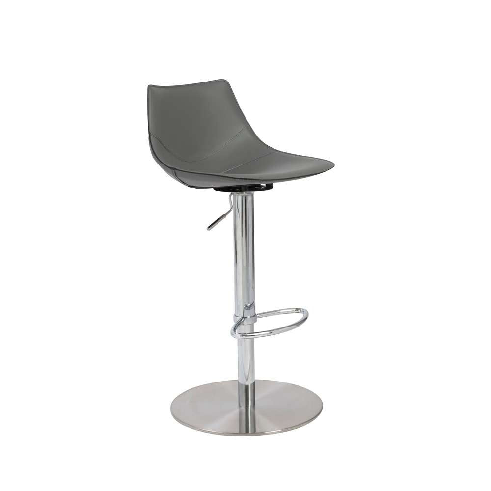 Euro Style - Rudy Adjustable Swivel Bar/Counter Stool in Gray with Brushed Stainless Steel Base - 05204GRY veiw 3