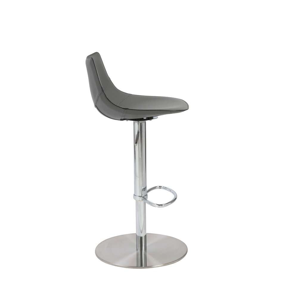 Euro Style - Rudy Adjustable Swivel Bar/Counter Stool in Gray with Brushed Stainless Steel Base - 05204GRY veiw 4