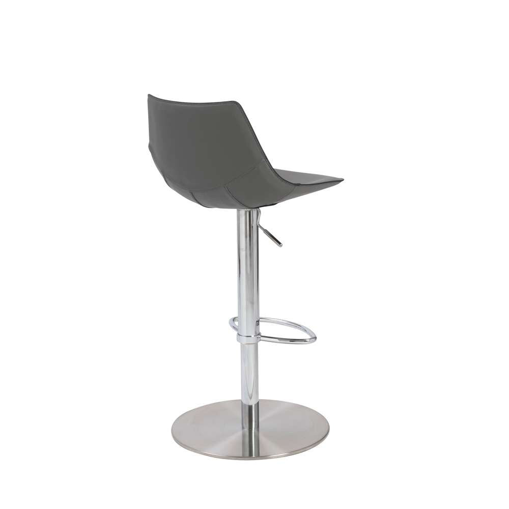 Euro Style - Rudy Adjustable Swivel Bar/Counter Stool in Gray with Brushed Stainless Steel Base - 05204GRY veiw 5