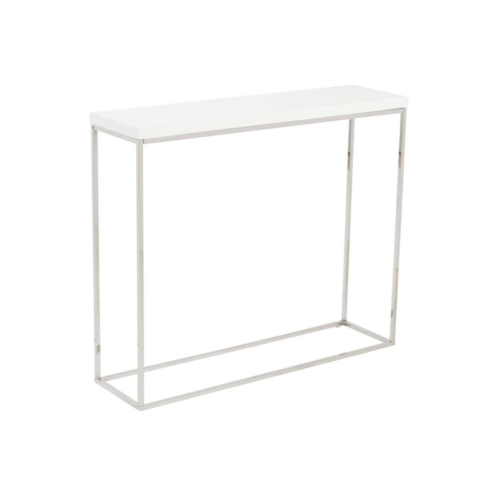 Euro Style - Teresa Console Table in White Lacquer with Polished Stainless Steel Frame - 09803WHT veiw 2