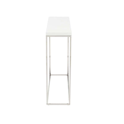 Euro Style - Teresa Console Table in White Lacquer with Polished Stainless Steel Frame - 09803WHT veiw 3