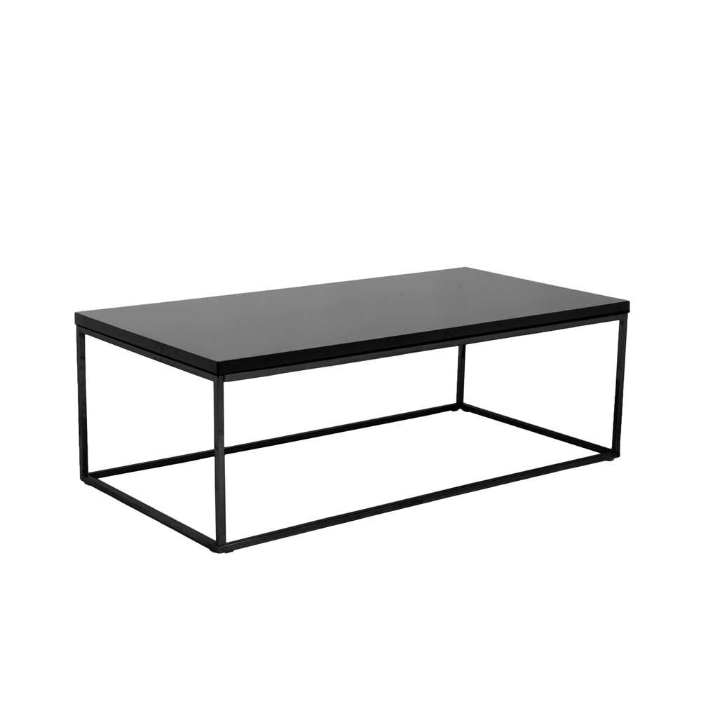 Euro Style - Teresa Rectangle Coffee Table in High Gloss Black with Matte Black Base - 09941BLK veiw 2