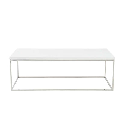 Euro Style - Teresa Rectangle Coffee Table in White with Polished Stainless Steel Base - 09801WHT veiw 1