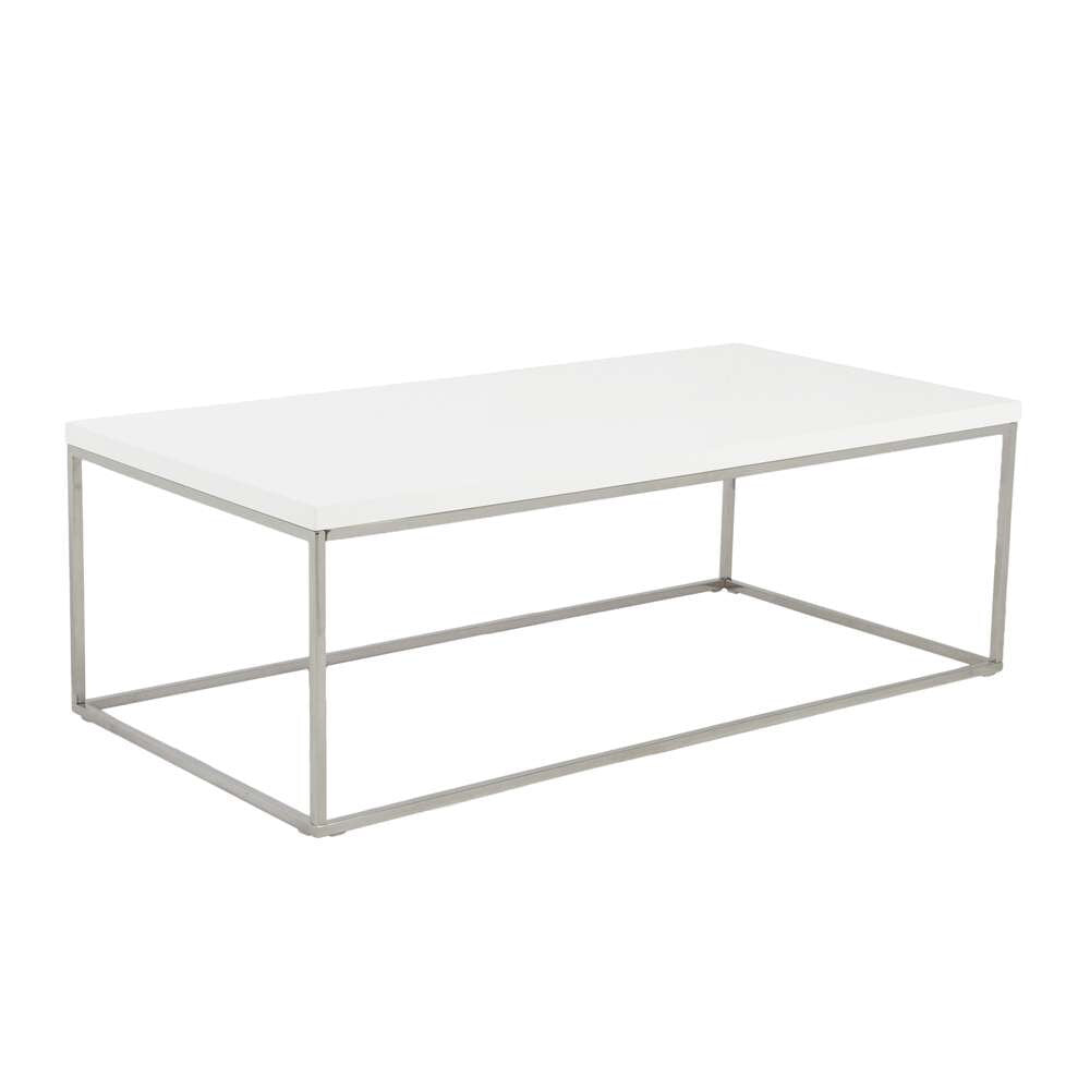 Euro Style - Teresa Rectangle Coffee Table in White with Polished Stainless Steel Base - 09801WHT veiw 2