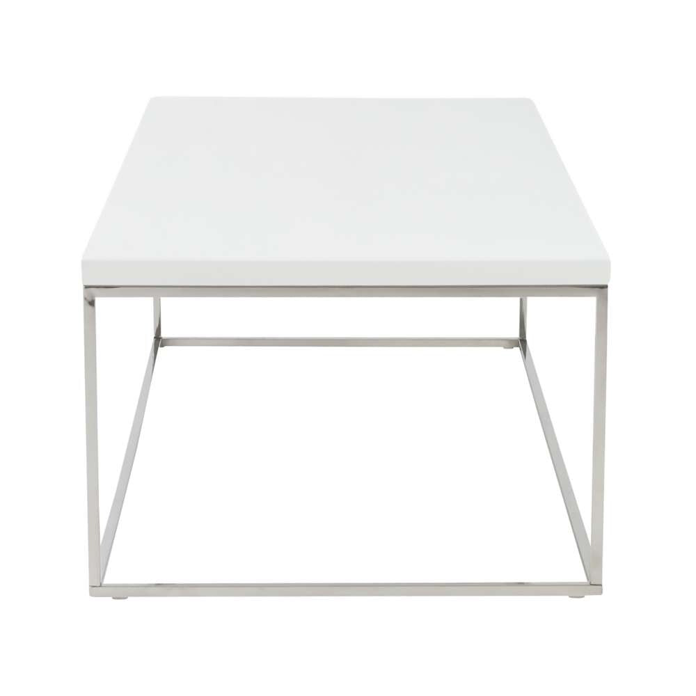 Euro Style - Teresa Rectangle Coffee Table in White with Polished Stainless Steel Base - 09801WHT veiw 3