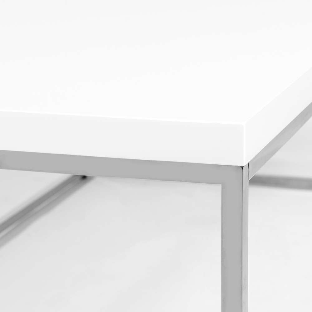 Euro Style - Teresa Rectangle Coffee Table in White with Polished Stainless Steel Base - 09801WHT veiw 4