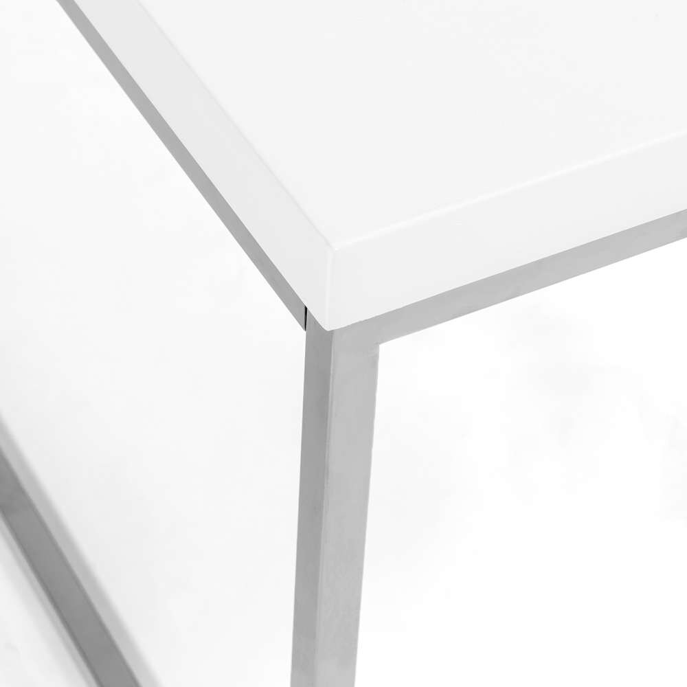 Euro Style - Teresa Rectangle Coffee Table in White with Polished Stainless Steel Base - 09801WHT veiw 5