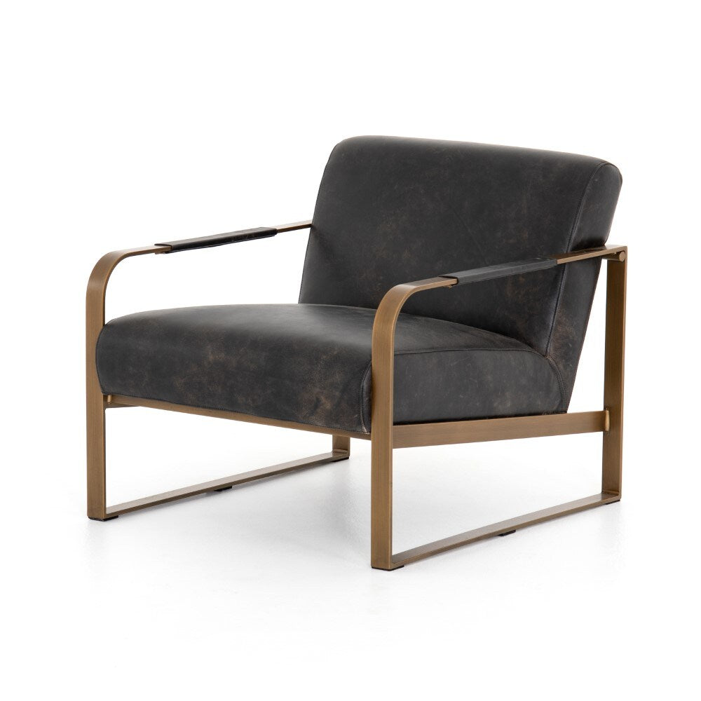 Four Hands - Jules Leather Chair - Rialto Ebony - CIRD-26042-482 veiw 1
