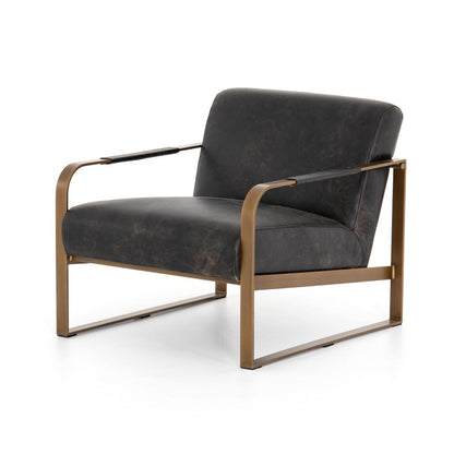 Four Hands - Jules Leather Chair - Rialto Ebony - CIRD-26042-482 veiw 1