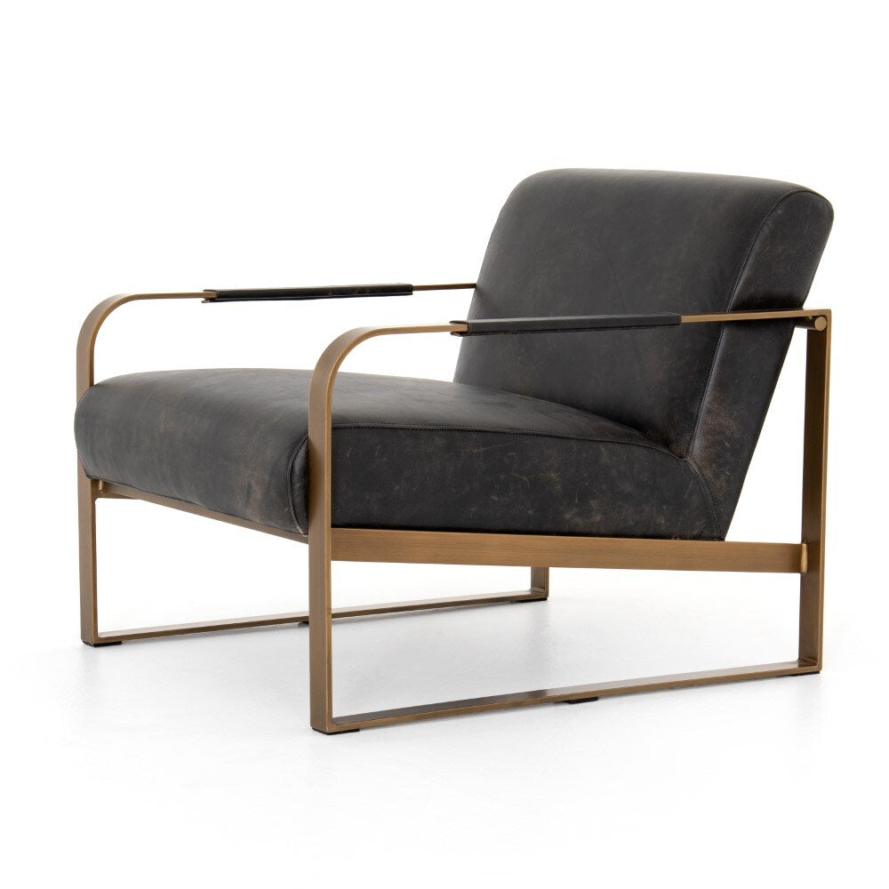 Four Hands - Jules Leather Chair - Rialto Ebony - CIRD-26042-482 veiw 3