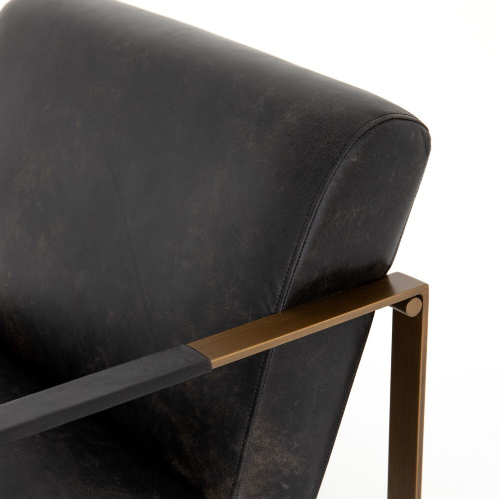 Four Hands - Jules Leather Chair - Rialto Ebony - CIRD-26042-482 veiw 5