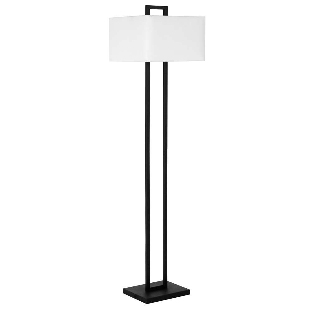 Hudson & Canal - Adair 68in Tall Floor Lamp with Fabric Shade in Blackened Bronze/White - FL0811 veiw 1