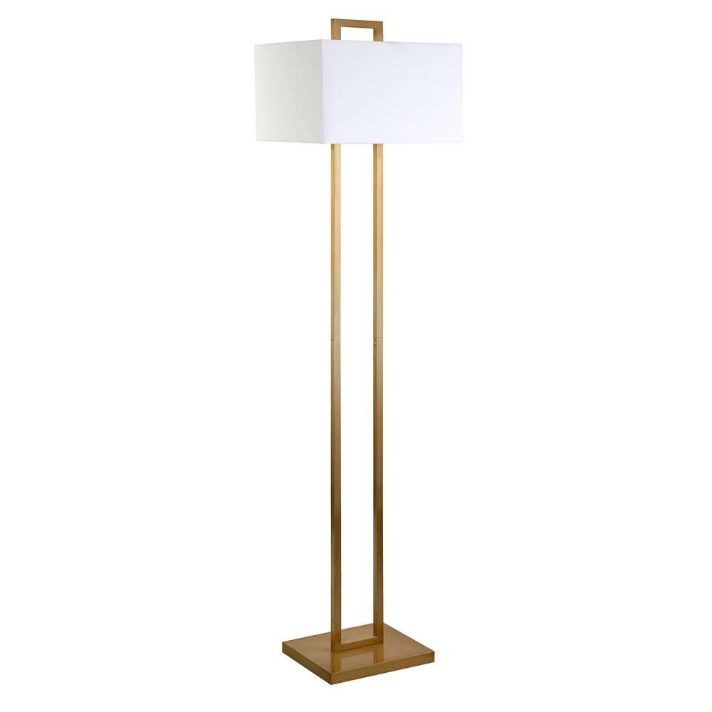 Hudson & Canal - Adair 68in Tall Floor Lamp with Fabric Shade in Brass/White - FL1605 veiw 1