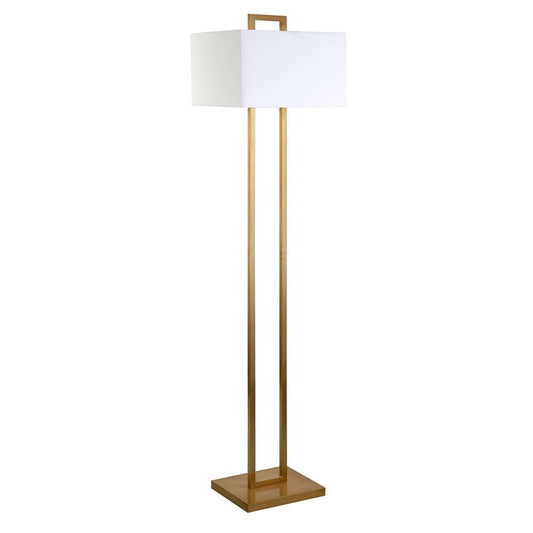 Hudson & Canal - Adair 68in Tall Floor Lamp with Fabric Shade in Brass/White - FL1605 veiw 1
