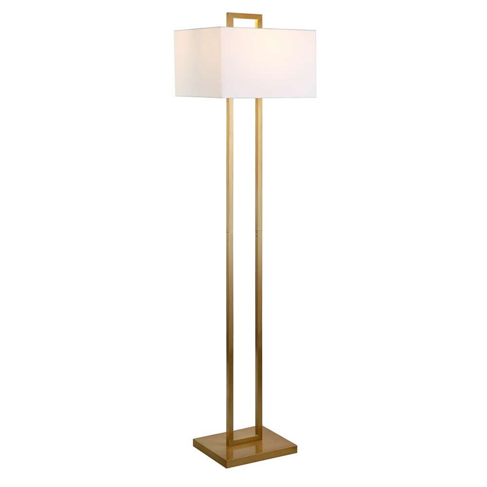 Hudson & Canal - Adair 68in Tall Floor Lamp with Fabric Shade in Brass/White - FL1605 veiw 3