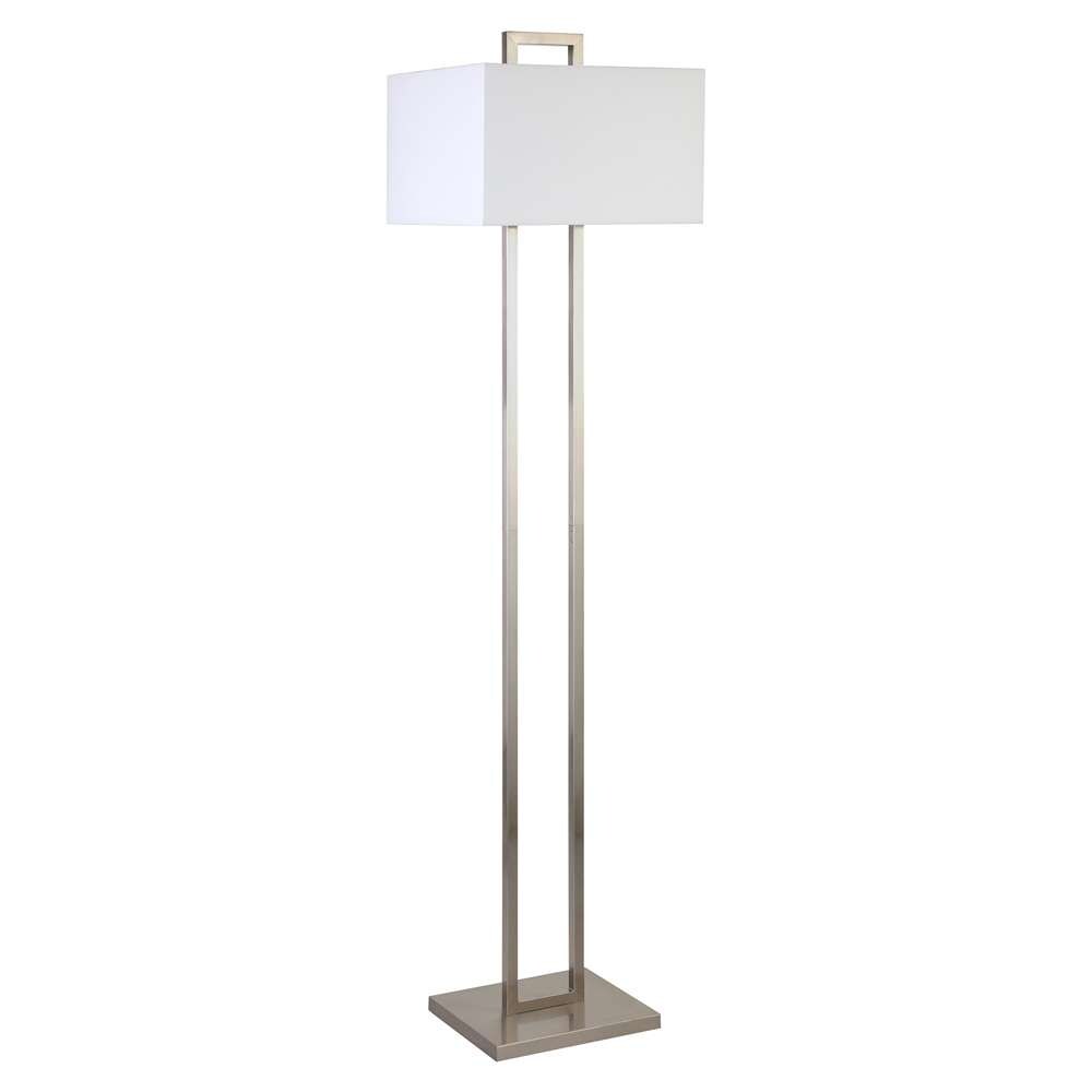Hudson & Canal - Adair 68in Tall Floor Lamp with Fabric Shade in Brushed Nickel/White - FL1604 veiw 1