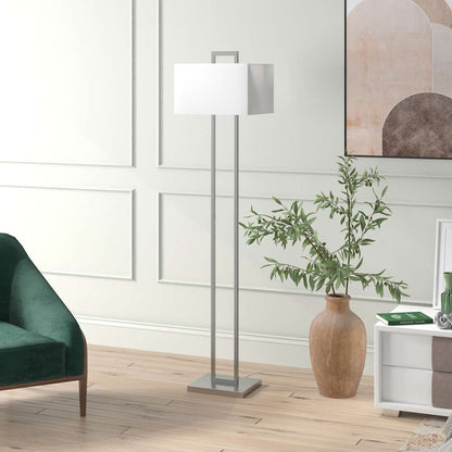 Hudson & Canal - Adair 68in Tall Floor Lamp with Fabric Shade in Brushed Nickel/White - FL1604 veiw 2